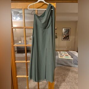 Olive Chiffon Birdie Grey Bridesmaid Dress
